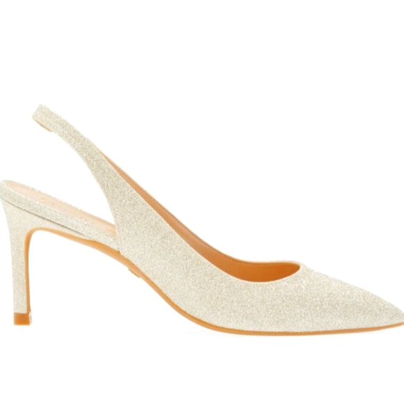 Stuart Weitzman Linsi Leather Pointed Toe Slingback Pump - Picture 1 of 4